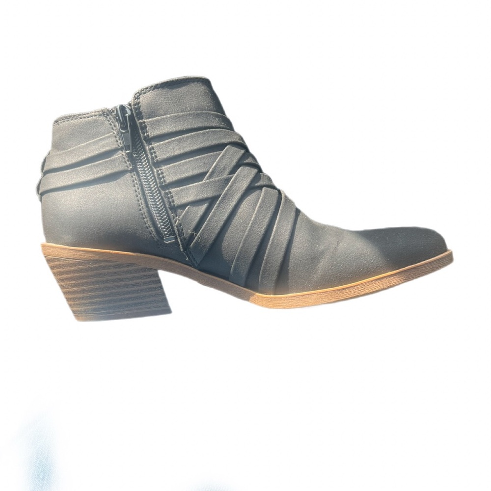 LifeStride Flex Black Ankle Booties shoes Braided Strap | Low Heel